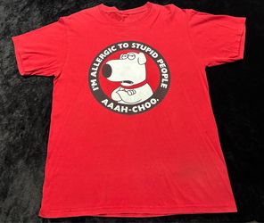 Men Large Vintage Y2K 2010 Family Guy Brian Allergic To Stupid People Tshirt