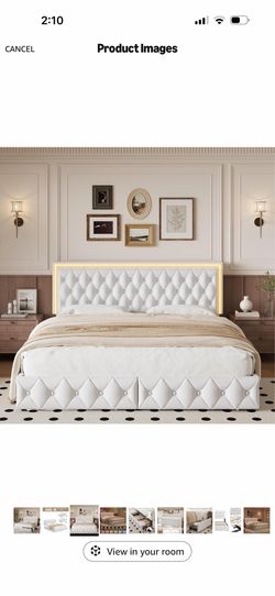 Queen size bed with led light barely used