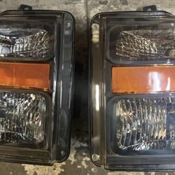 Headlights Black Chrome 2008 to 2010 F250/F350/F450 SuperDuty 