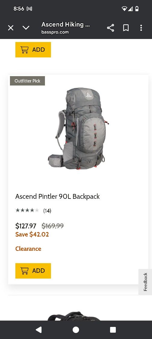 Ascend Pintler 90L Hiking Backpack