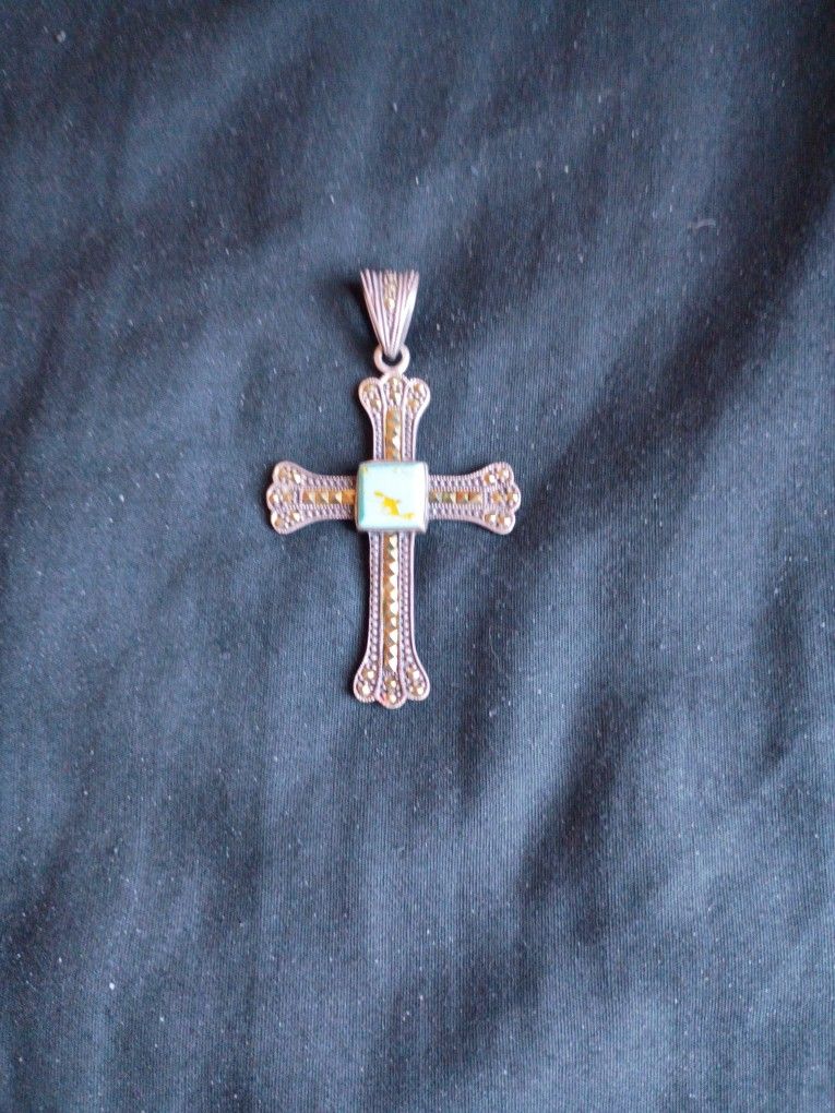 Turquoise Sterling Silver Cross Pendant