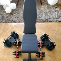 HIGH QUALITY ADJUSTABLE DUMBBELLS AND WEIGHT BENCH