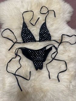 New os black  sequin bikini y2k festival rave raver swimsuit goth emo gothic