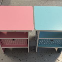 End Table / Night Stand / Bed Side Pink And Blue