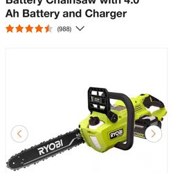 Chainsaw Ryoby Batería Y Cargador !!