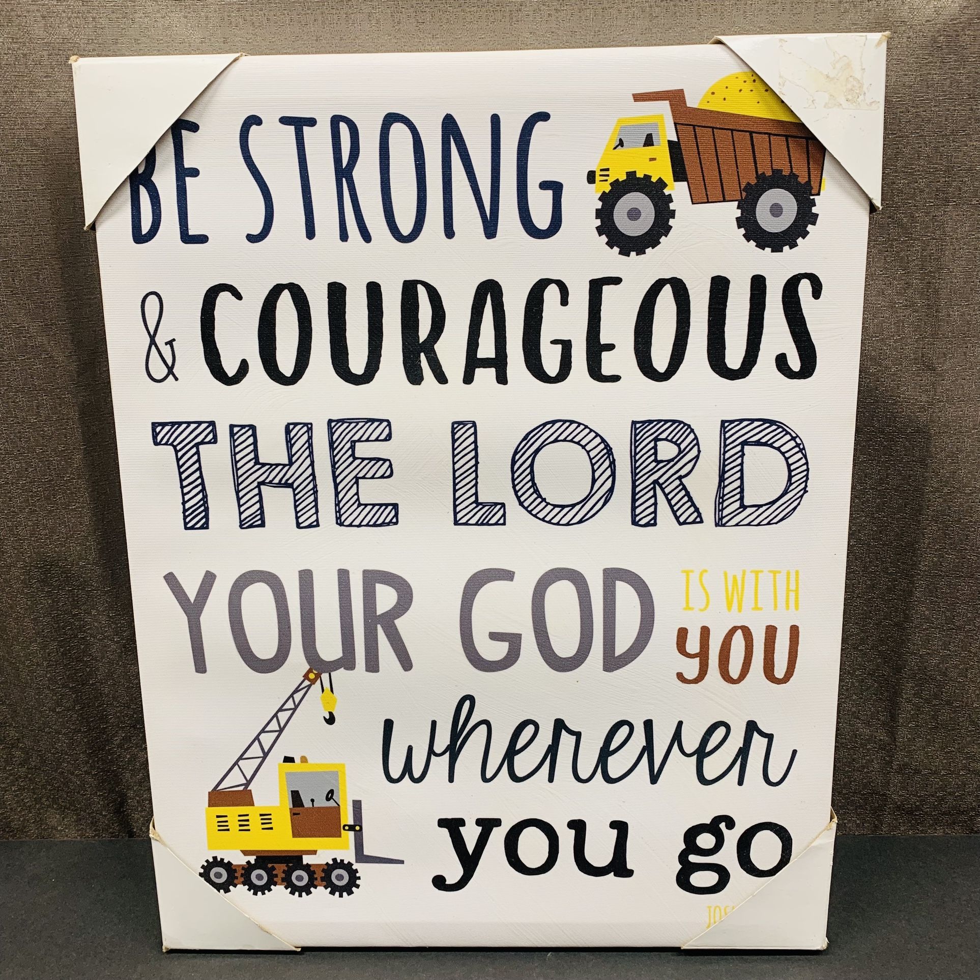 Baby Boy Nursery Art Be Strong And Courages Bible Verse Canvas Construction Toys