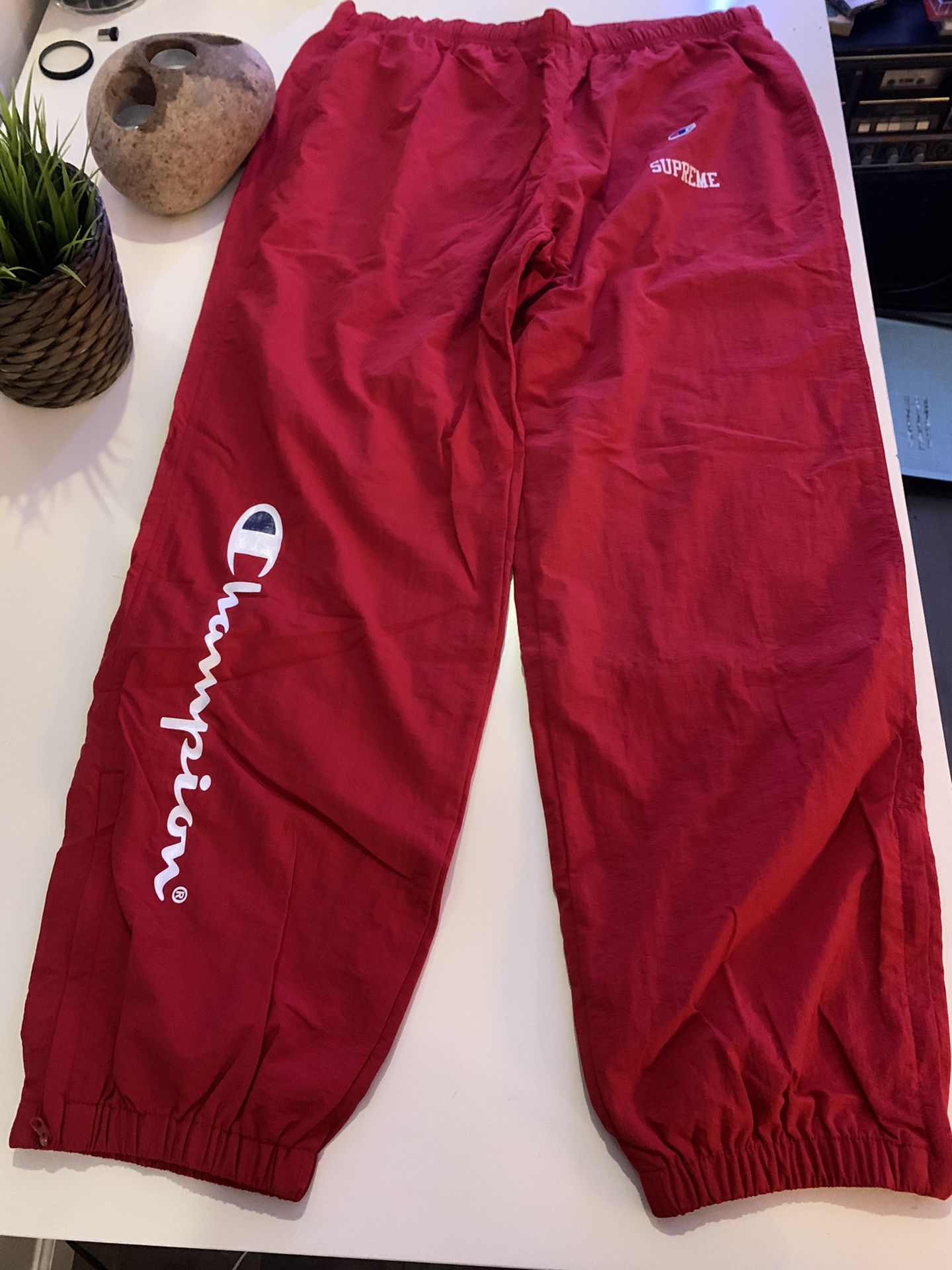 SUPREME X CHAMPION track PANTS DARK RED size medium