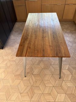 Wood Top Dining Table with Metal Legs
