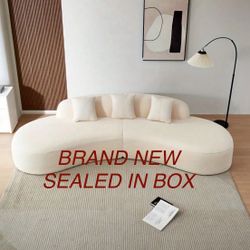 119.3 X 53.2 Modern Curved Sectional Sofa, Cozy Sherpa Fabric Modular Sofa, 5 Seat Modular Sectional Couch with 2 Pillows
