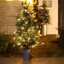 Artificial Christmas Tree with Lights in Gray Pot, 4Ft ,AP1622
