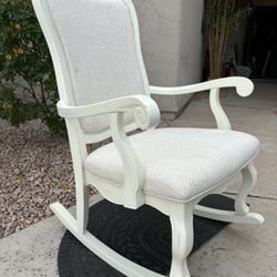 Ivory Wooden Fabric Rocking Chair