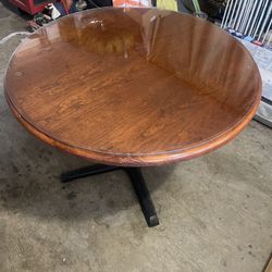 Round Wood Table With Glass
