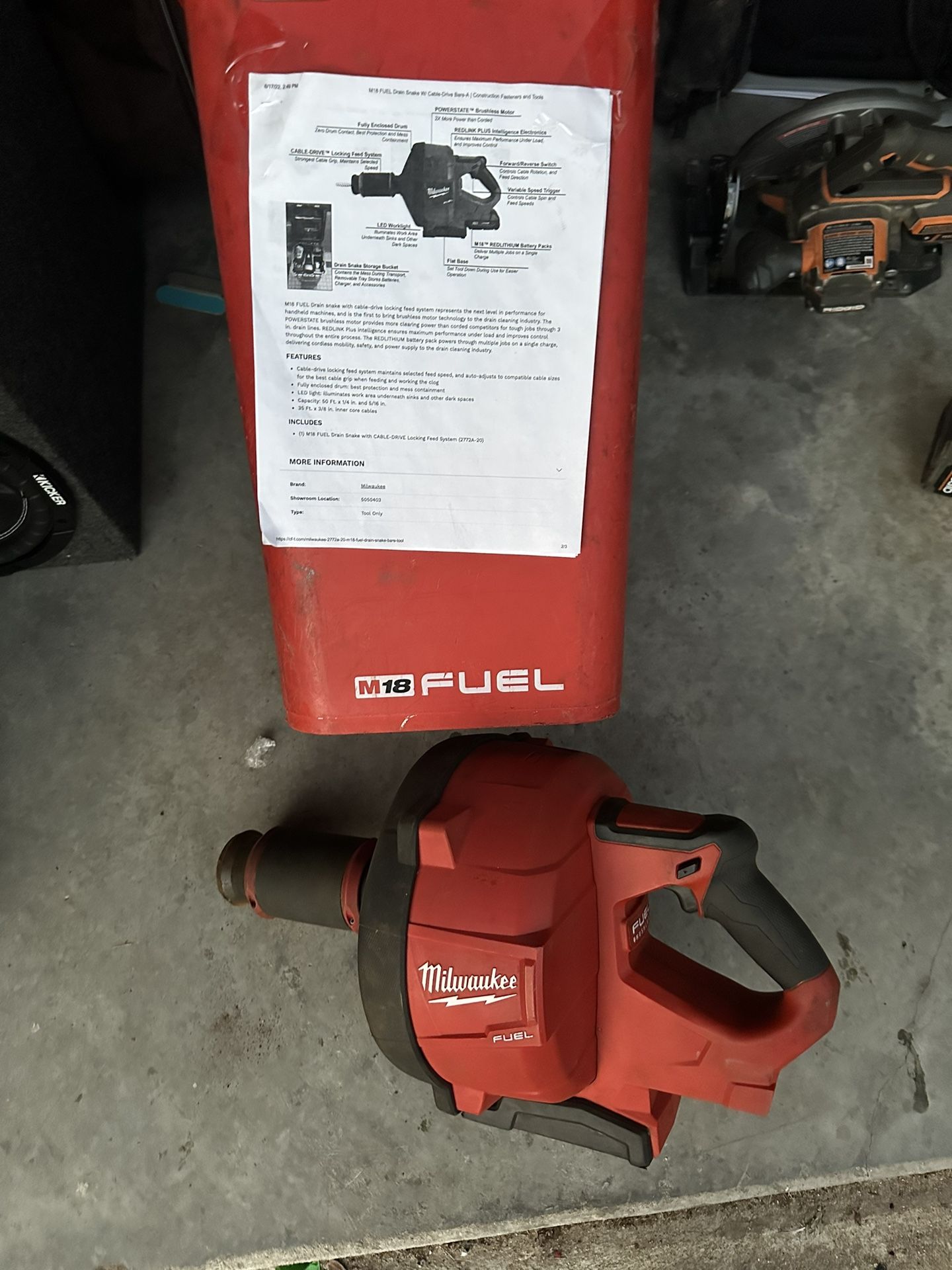 USED Milwaukee M18 Fuel 2772-20 DRAIN SNAKE