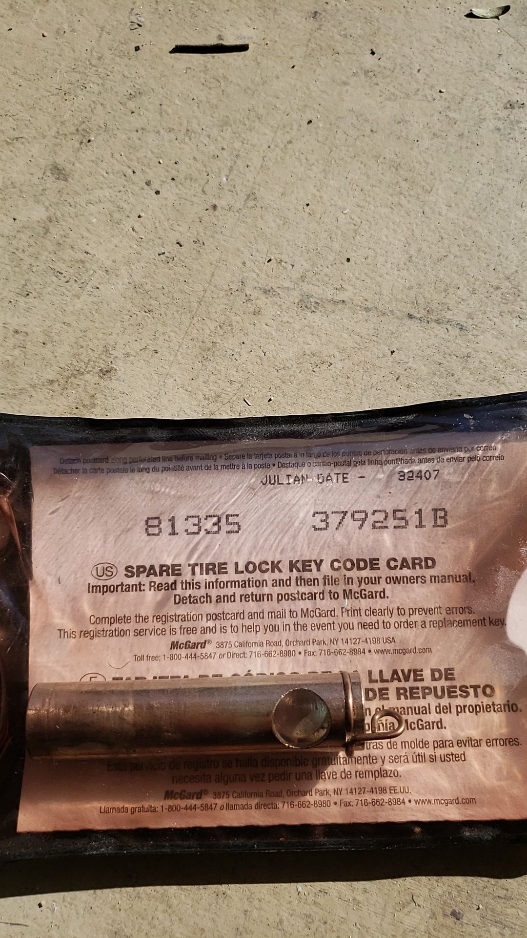 Ford spare tire lock key