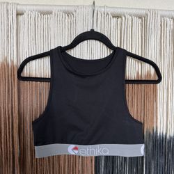 Black Ethika high neck mesh style sports bra with a grey elastic band; perfect condition
