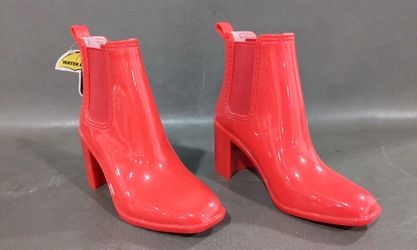 Women’s size 6 jeffrey campbell red rain boots heels