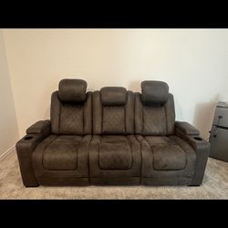 Brown Leather Recliner Couch 