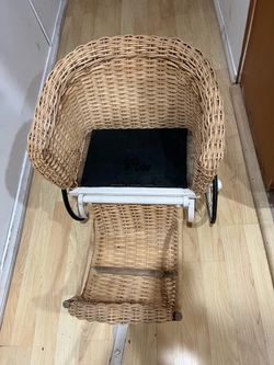 Antique Wicker and Metal Doll Carriage