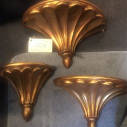 3 Piece Gold Wall Pockets