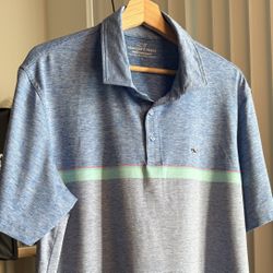 Vineyard Vines Golf Polo – Size L, Blue, Newport Club Logo