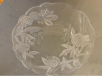 Vintage Glass Sea Life Platter