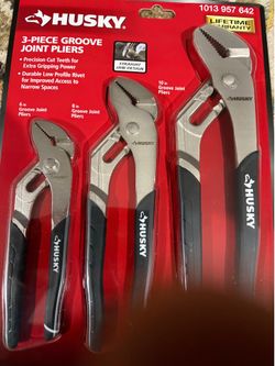 Husky 3-Piece Groove Joint Pliers Set 6 8 10 inch