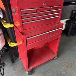 Red Tool Box 2 Pieces 9 Drawers