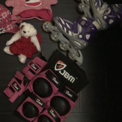 $15 Girls size 1-4 Rollerblades, Knee/Elbow pads, Wrist Guards