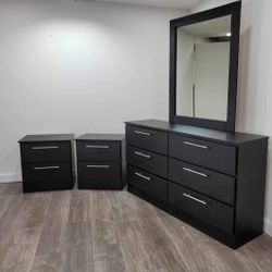 NEW DRESSER WHIT MIRROR AND NIGHTSTANDS 