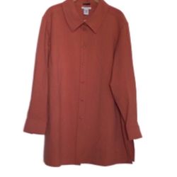 AVENUE Button Up Top Long Sleeve Tunic Length Apricot Women’s Size 18/20 NWT
