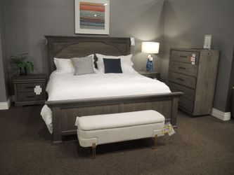 Vaughn Bassett Vista King Panel Bed - Weathered Gray | Headboard