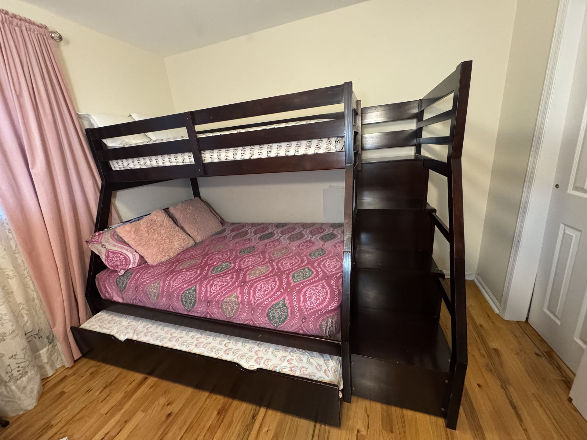 Twin Bed Over Full Bed With Trundle Twin Bed Under+ Stairs With Storage (no mattress)
