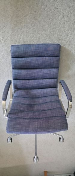 Desk Office Chair All Metal Frame Blue Cushion