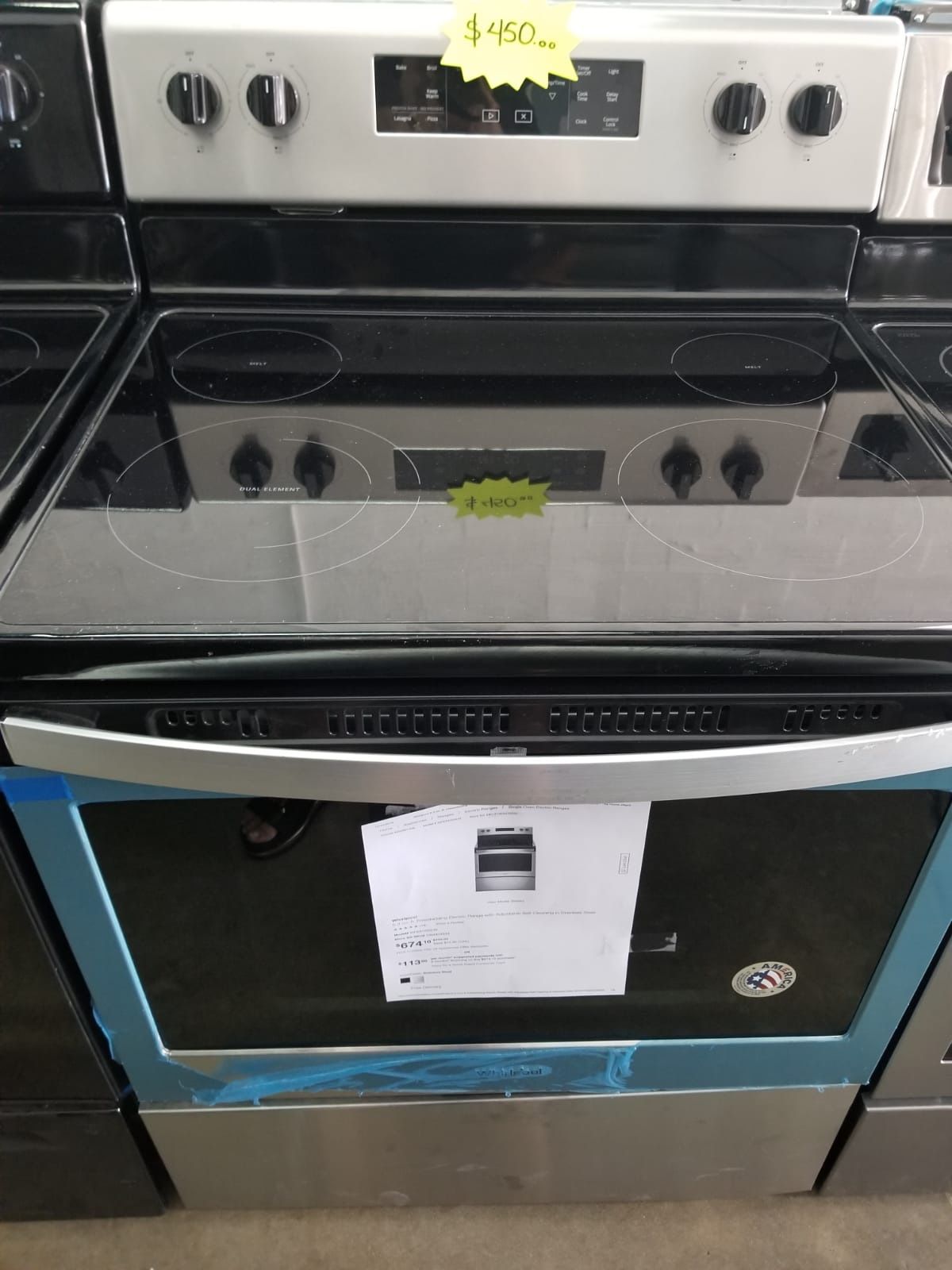 WHIRLPOOL STOVE ELECTRIC NEW WARRANTY AND DELIVERY AVAILABLE