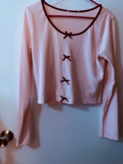 Pink Crop Top with Bow Details