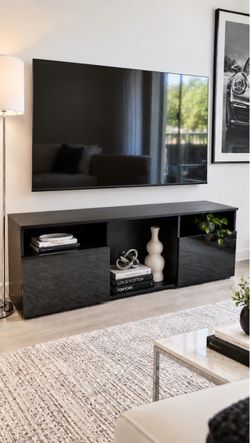 57” Black TV Stand Media Console with Storage