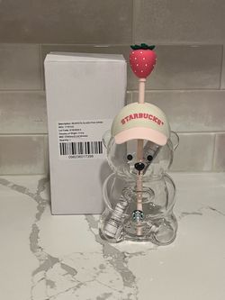 New - Starbucks Pink Strawberry Bearista Glass