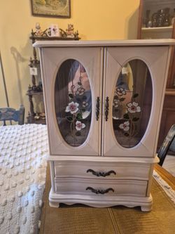 Vintage wood jewelry armoire