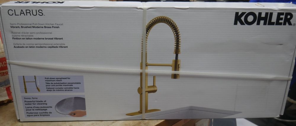 KOHLER Clarus Pull Down Kitchen Faucet Vibrant Brushed Moderne Brass R30937-2MB. NEW.