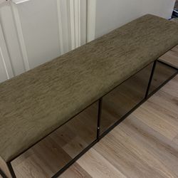 Modern Industrial Bench – Upholstered Top + dark gray Metal Frame