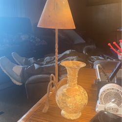 Rustic 16” Candle Holder  And Rustic  6” Vase 