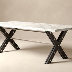   Restoration  Hardware  Marble Wood Dining Table Stone Oak