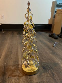 Gold Metal Crystal Jewel Christmas Tree Decor