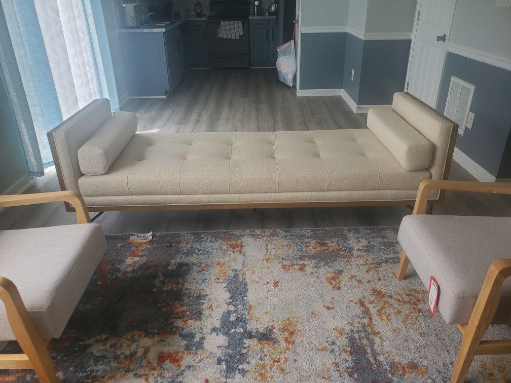 Holden Cream Tufted Chaise Lounge