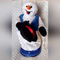 Gemmy Snowflake Spinning Snowman Animated Sings Dances BROKEN FOR PARTS AS IS 