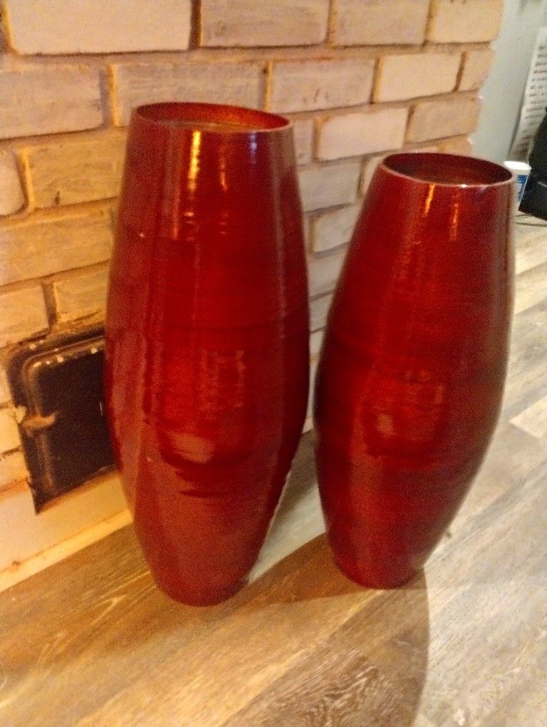Two Burgundy Vases
