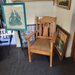 (1) Oak Mission Craftsman Chair Armchair. Very Nice