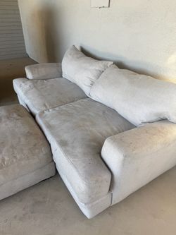 Large deep seat sofa and ottoman