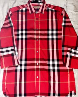 Red Burberry Button Sown shirt