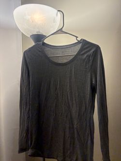 Gray Long Sleeve Scoop Neck Top